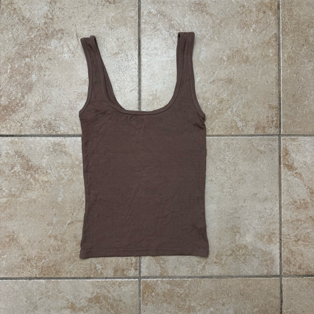 Joah Brown Ribbed Tank Top Size Small